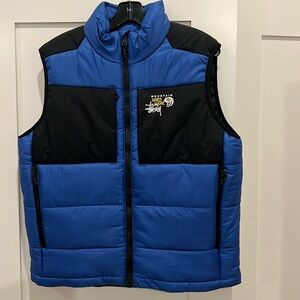 Stussy & Mountain Hardwear Primaloft Vest. In royal blue and black. Mens size S